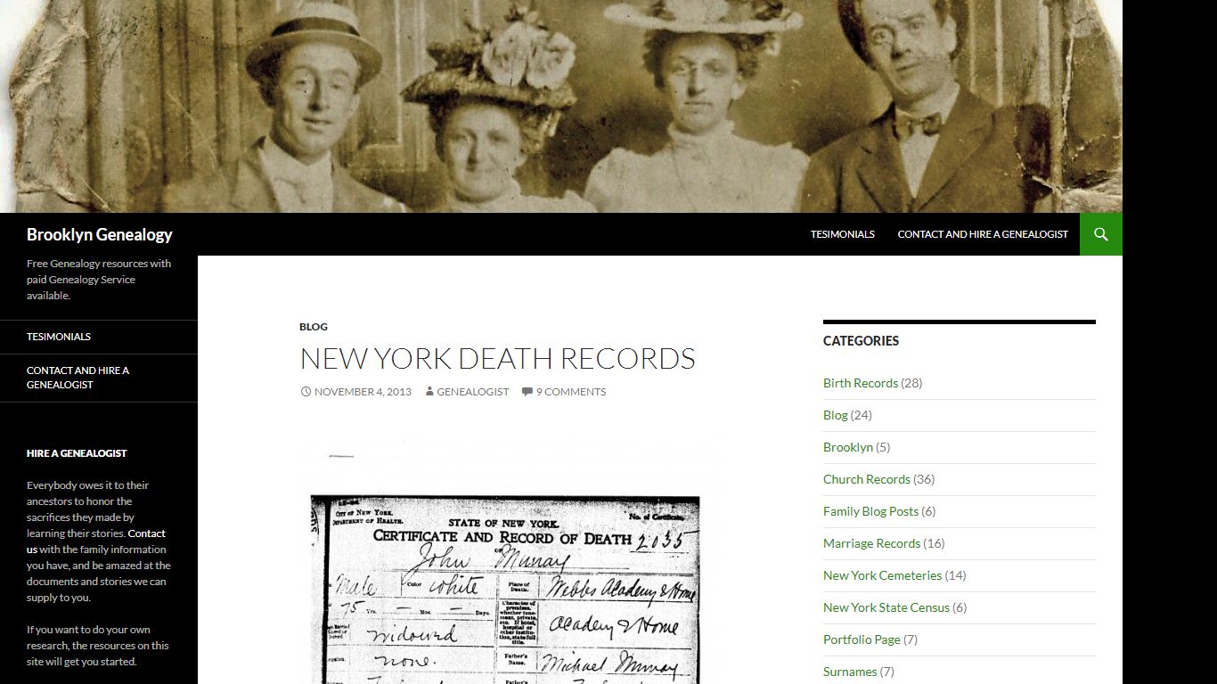 New York Death Records | Brooklyn Genealogy